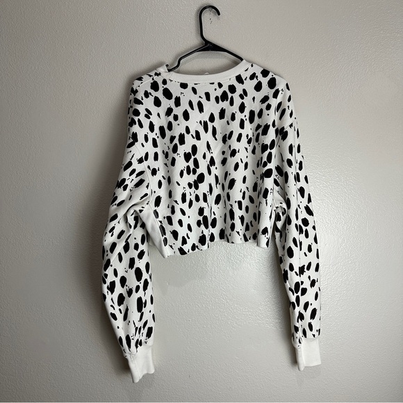 Champion Womens Cropped Sweatshirt Crew Logo Cow Print Reverse Weave Size Large - Picture 4 of 8